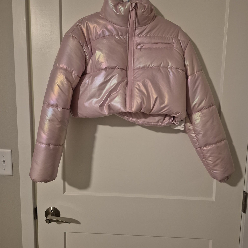 Shimmering Pink Juniors Puffer Coat